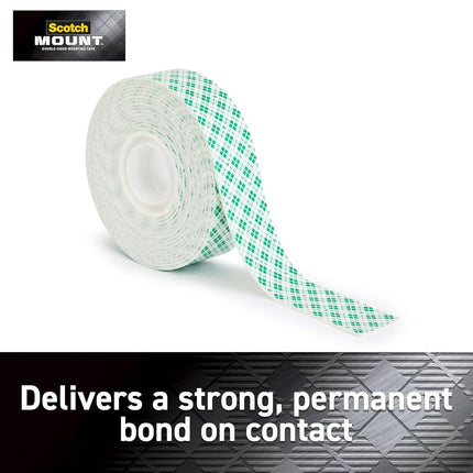Scotch-Mount Indoor Double-Sided Mounting White Tape, 1 in x 125 in (10.4 ft), Features 3M Industrial Strength Adhesive, No Mess or Tools (314H-MED)