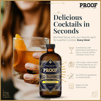 Proof Syrup Old Fashioned Cocktail Mix - Made with Real Bitters & Cane Sugar - Traditional Old Fashion Flavor - Fast, Easy, Delicious, Handcrafted Cocktail Syrup - 16oz - 1 Bottle