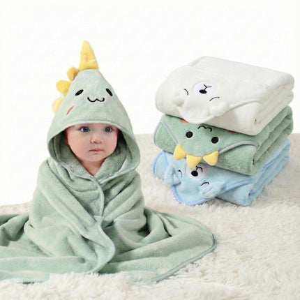 Hooded Baby Towel - Premium Soft Bath Towel for Baby, Newborn,Infant - Ultra Absorbent,Natural Baby Stuff Towel, Soft Coral Velvet Coral Fleece Bath Towel for Boys and Girls (Happy Dinosaur)