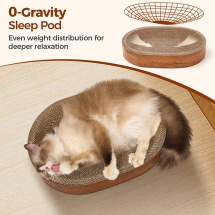 Cat Scratcher Bed, Oval Cardboard Scratching Board for Indoor Cats