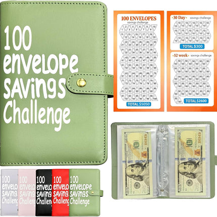 Money Saving Challenge Binder 100 Envelopes Olive Green