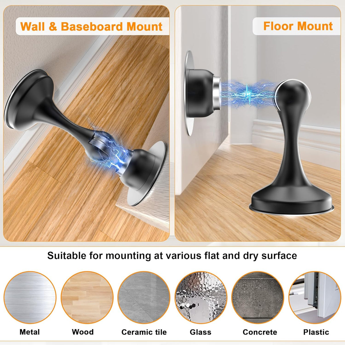 Magnetic Door Stoppers 1 Pack, Stainless Steel Door Stops for Wall and Floor Mounting, Gate Stops, No - photo 4