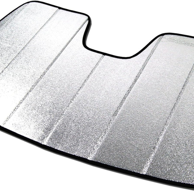 Custom Fit Car Windshield Sun Shade, Fold-Up Front Visor, Silver & Grey 1-pc Set