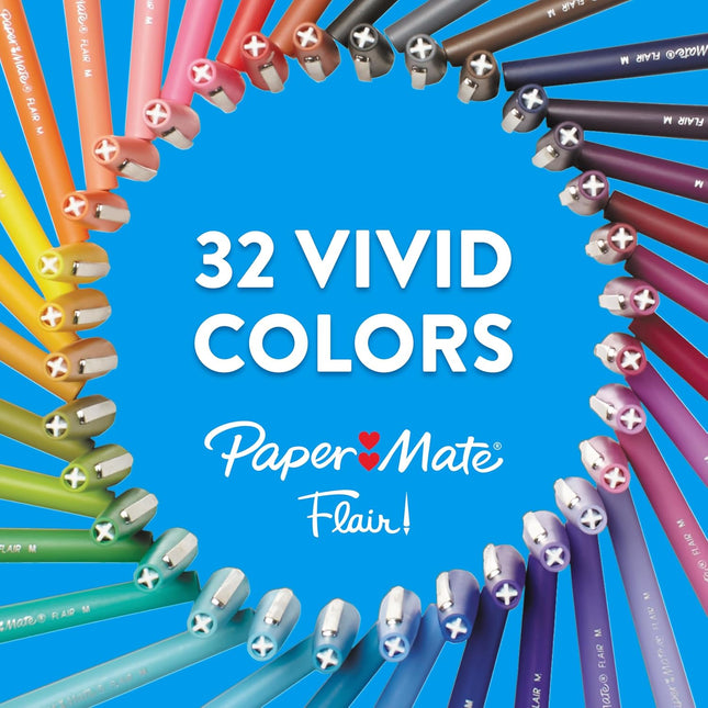 Medium Point Felt Tip Pens, Assorted Colors, 24 Count