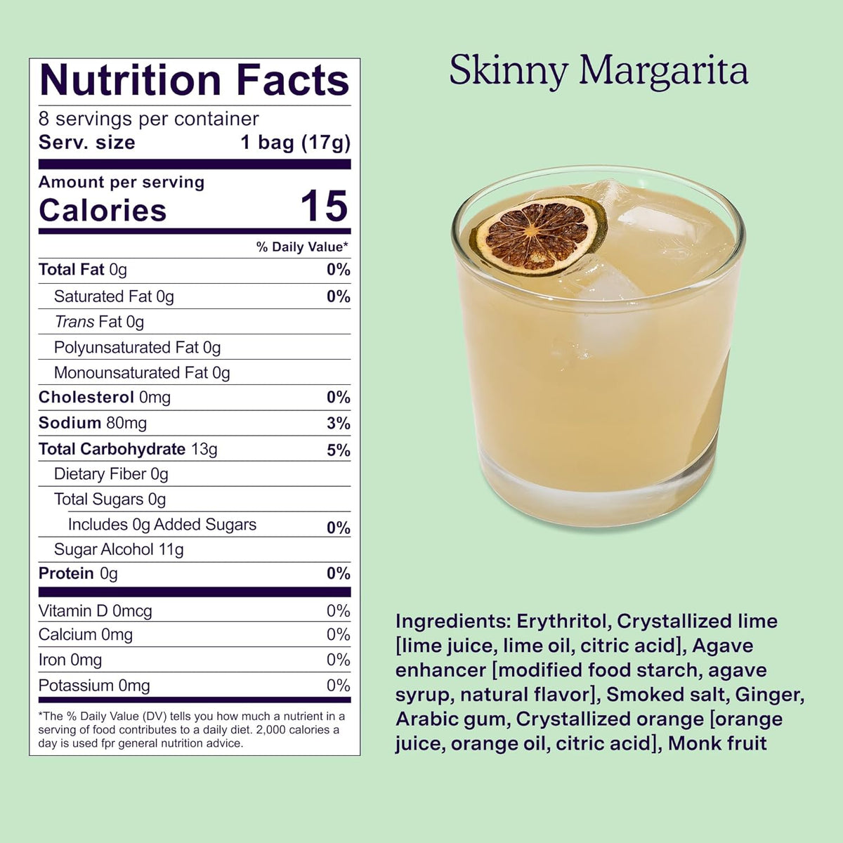 Skinny Margarita Cocktail Sticks | Craft Cocktail or Mocktail in 1 Min, Just Add Water + Spirits (0g - photo 2