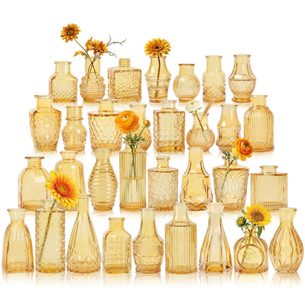 Glass Bud Vase Set of 32 Pcs, Small Glass Vases for Flowers