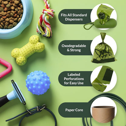 Biodegradable Dog Poop Bags Rolls (600 Pack, 40 Rolls) | 9"x13" Oxodegradable | Large Dog Poop Bags  - photo 4