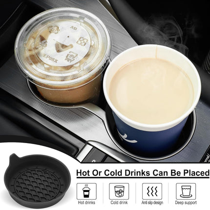 Car Cup Holder Coaster, Silicone Cup Holder Insert, Universal Non-Slip Cup Holders, Car Accessories Interior for Women and Man Interior Sets 4 Pack Black