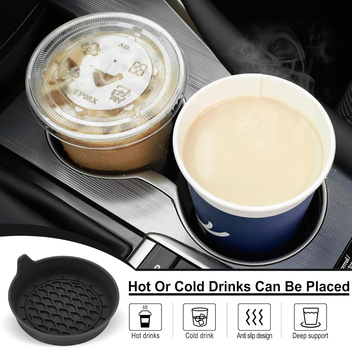 Car Cup Holder Coaster, Silicone Cup Holder Insert, Universal Non-Slip Cup Holders, Car Accessories - photo 4