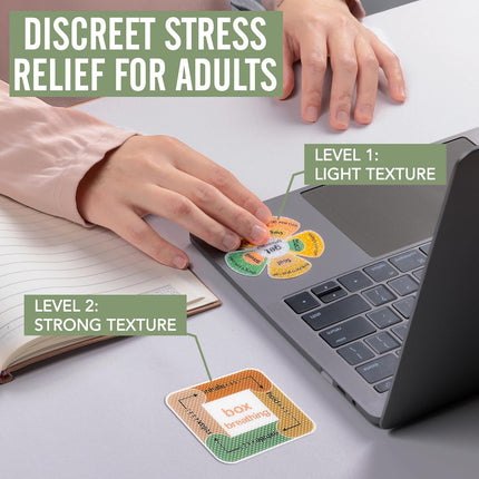 90 Pcs Calm Stickers for Anxiety Sensory Strips - 2 Textured Fidget Strips for Desk Kids Mood Calming, Mindfulness Box Breathing Stickers for Adults, Anxiety Relief at Classroom Therapy Office