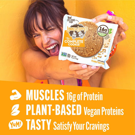 Lenny & Larry's Protein Cookie, [Peanut Butter], Chewy Soft Baked, 16g Plant Protein, Vegan, Non-GMO, High Fiber, 4 Ounce Cookie (Pack of 12)