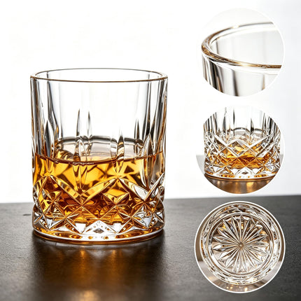 Whiskey Glasses Set of 4,Rock Glasses,11 oz Lead-Free Crystal Bourbon Glass,Old Fashioned Glass for Bourbon,Cognac,Irish Whisky,Personalised Whisky Glass Gift Set for Men,Dad,Brother