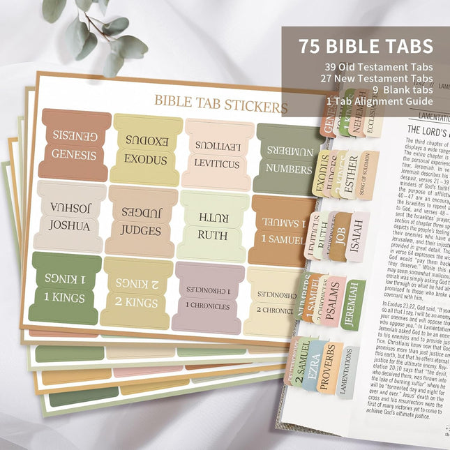 Bible Tabs for Women & Men, Laminated Bible Tabs for Study Bible, Large Print Neutral Bible Tabs for - photo 2