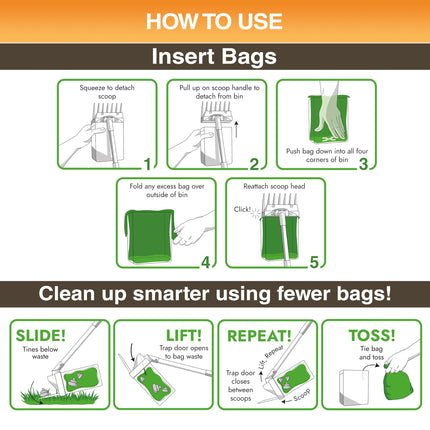 Lift N' Bag Dog Pooper Scooper with 22" Pole, 15 Bags