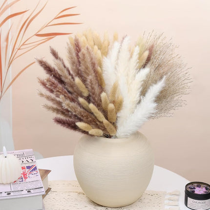 xin's convey 110pcs Dried Pampas Grass, (Vase Not Included),Dried Flower Bouquet, Reed Grass Bouquet for Boho Floral Home, Wedding Party Centerpiece, Rustic Farmhouse Decoration.(Brown)