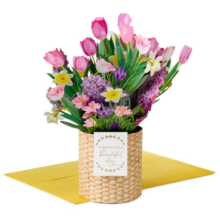 Hallmark Mother's Day Pop Up Card, Spring Flower Bouquet (Wishing You a Beautiful Day) Large Paper Wonder Card for Birthdays, Easter, Bridal Shower