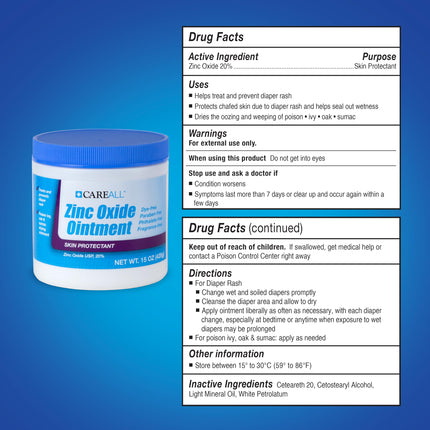 Ungüento barrera protector cutáneo con óxido de zinc al 20%, 15 oz., prevención y tratamiento de rozaduras por dermatitis del pañal. Ayuda a sellar la humedad. No nano.