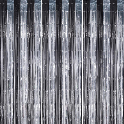 3 Pack Foil Fringe Backdrop - Purple Shiny Tinsel Curtains for Party Decoration/Photo Booth Props - 3.3x8.2 FT Metallic Foil Backdrop for Birthday, Wedding, Graduation, Christmas.