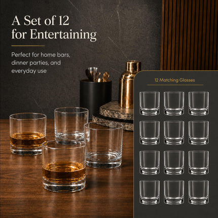 12 Pack 10 oz Rocks Glasses, Old Fashioned Whiskey Glasses
