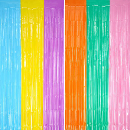 2 Pack Foil Fringe Backdrop - Red&Black Shiny Tinsel Curtains for Party Decoration/Photo Booth Props - 3.3x6.6 FT Metallic Foil Backdrop for Birthday, Wedding, Graduation, Christmas.
