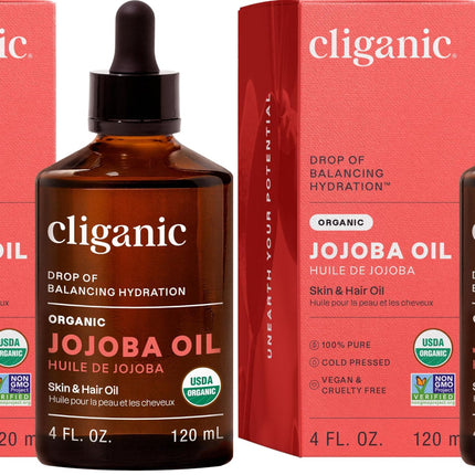 Aceite de jojoba orgánico, 100% puro prensado en frío para rostro y cabello, 4oz