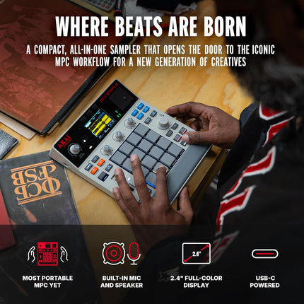 Akai Professional MPC Sample Standalone Portable Sampler, Sequencer and Effects Processor, with Rechargeable Battery, USB-C, Built-in Speaker and Microphone