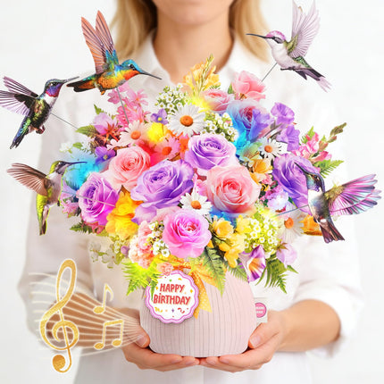 Birthday Card with Music Lights, Pop Up Sunflower Bouquet For Women
