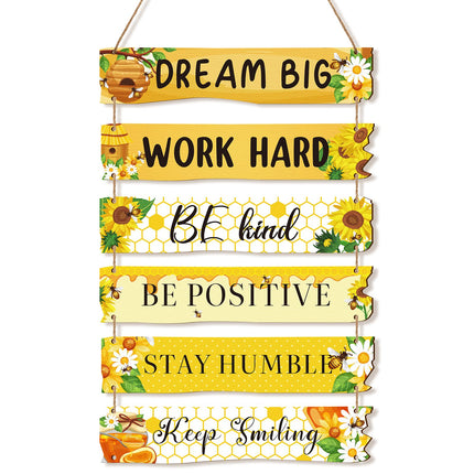 6 Pcs Positive Quotes Wall Hanging Plaque Sign, Retro Style