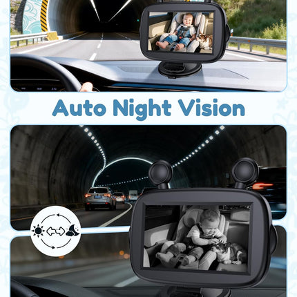 HD 1080P Day& Night Vision Car Seat Camera - Easy to Install 150° Wide Angle Baby Car Camera for Full Backseat View - Brightness Adjustment Monitor Fits Most Cars,SUVs,Trucks
