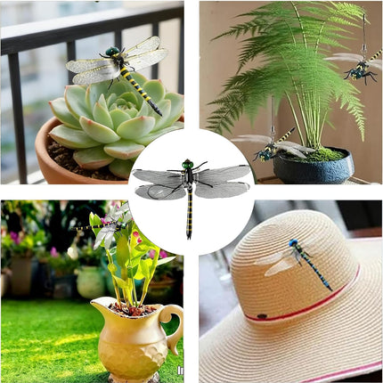 4PCS Dragonfly Clip, 3D Fake Dragonfly Clips to Keep B ugs Away,Artificial Dragon Fly for Deer and Horse,Fly Scare Devices for Indoor Outdoor
