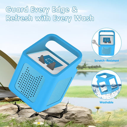 Silicone Case for Toniebox 1 Audio Player, Shockproof & Scratch-Resistant Portable Protective Cover Sleeve for Tonies Toniebox 1 Accessories with Carry Handle (Blue)