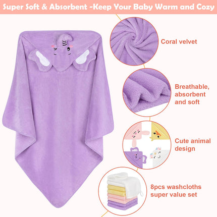 12 PCS Baby Bath Towels Set, Baby Towels for Newborn Bath Essentials Gifts