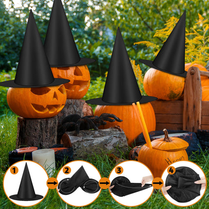 12 PCS Witch Hats, Thickened Hanging Witches Hats Halloween Decor