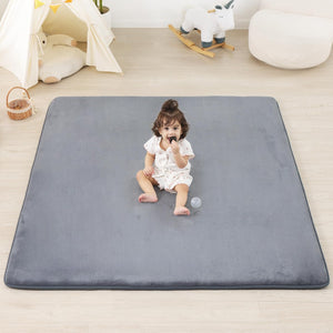 1.3" Thick Baby Play Mat 50x50 — Non-Slip Foam Tiles Dark Grey