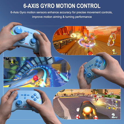 Joso Mobile Gaming Controller, Wireless Game Controller for iPad/Tablet/iPhone/Android/Switch/Switch 2/Lite/OLED/PC, Handheld Gamepad with Hall Effect Joysticks/Triggers/6-Axis Gyro - Blue