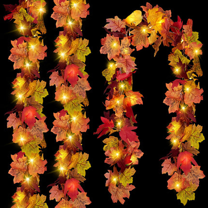 3 Pack Fall Leaves Garland, 17.7Ft Maple Leaf Fall Vines Autumn Garland for Thanksgiving Wedding Party Decor, Indoor Outdoor Farmhouse Home Decorations
