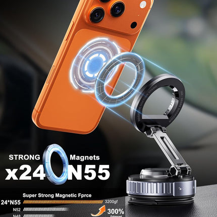 snanlen 2026 Upgraded Car Phone Holder for Magsafe [108LBS Strongest Suction] 360° Adjustable Vacuum Magnetic Phone Holders, Cell Phone car Mount for iPhone 17 Pro Max 16 15 14 13 12 Air Plus