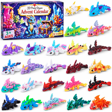 2026 Christmas Advent Calendar with Mini 3D Printed Animals Toys