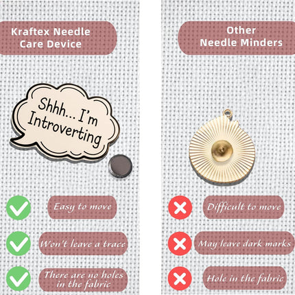 Needle Minder for Keeping Sewing & Embroidery Needles – Magnetic Needlepoint Holder, Cross Stitch Supplies – Secure & Decorative Needle Minders for Stitching & Crafting (Shhh... I'm Intro-vering)