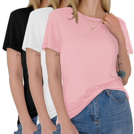 3 Pack Womens T-Shirts Short Sleeve Summer Tops Soft Basic Tees 2026