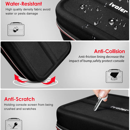 iVoler Carrying Storage Case for Nintendo Switch/Switch OLED Model (2021), Portable Travel All Protective Hard Messenger Bag Soft Lining 18 Games for Switch Console Pro Controller & Accessories Black
