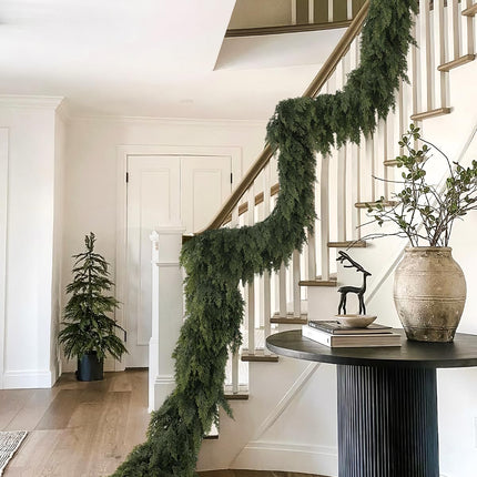 9Ft Christmas Cedar Garland, Real Touch Soft Greenery Christmas Decorations