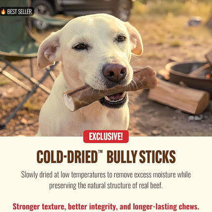 Natural Farm Cold-Dried™ Bully Sticks 6 Inch (5 Count) – Odor Free Longer Lasting High Protein Dog Chews – 100% Beef Pizzle, Single Ingredient.