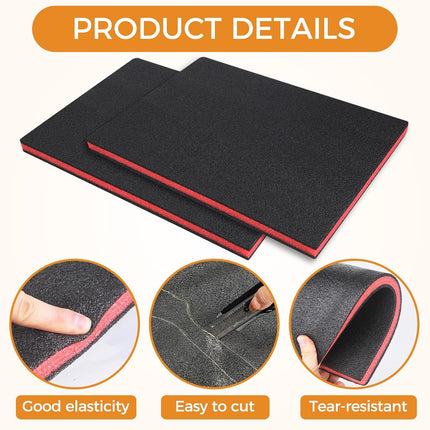 4 Pcs Tool Box Foam, 16 x 12 x 1 Inch Polyurethane Pick and Pluck Toolbox Foam, cuttable shadow inserts organizer for drawers, cases