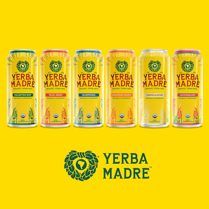 Yerba Madre Organic Yerba Mate, Awakening Orange, 150mg Natural Caffeine, Energy Drink Alternative, No Jitters or Crash, 15.5 Oz Cans (Pack of 12)