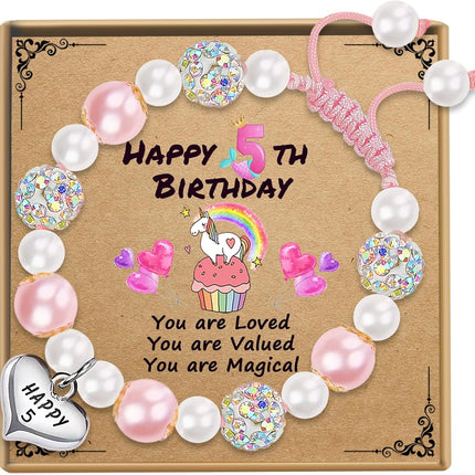 Sereney Birthday Gifts for Girls, Beaded Bracelets as 1/2 1 2 3 4 5 6 7 8 9 10 11 12 13 14 15 16 Year Old Birthday Gift, Adjustable Cross/Pearl Bracelet as Happy Birthday Gifts for Daughter