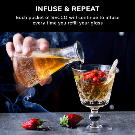 Secco Pepper Berry infusion – Botanical Sachets for Gin & Tonic, Cocktail, Mocktail, and Vodka Mixers – Alcohol Infusion for All Home Bartending Enthusiasts – Bar Gift - Box of 8 Packets