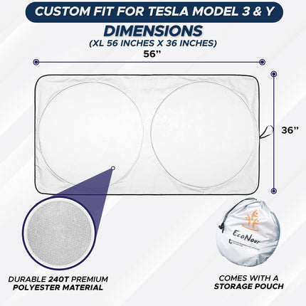 Windshield Sun Shade Compatible with Tesla Model 3 & Model Y