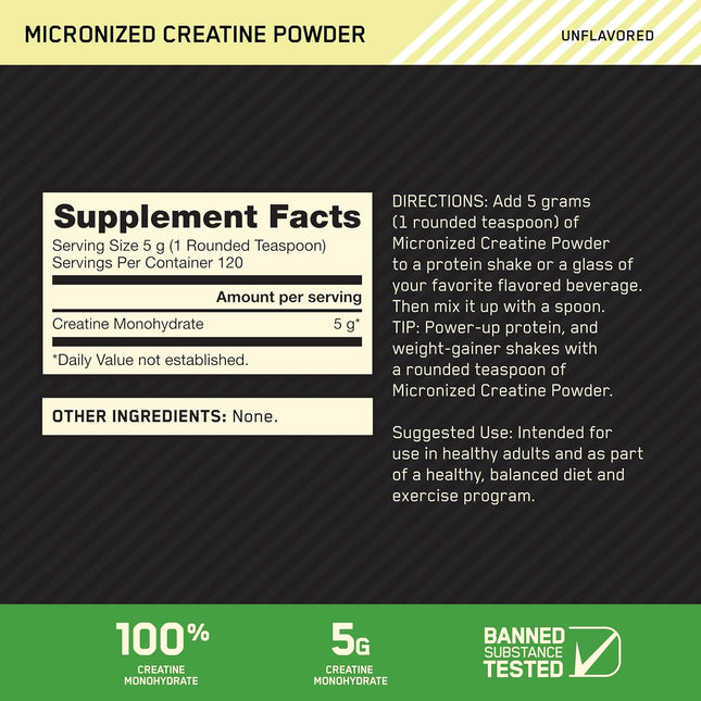 Optimum Nutrition Creatine - Supplement Facts