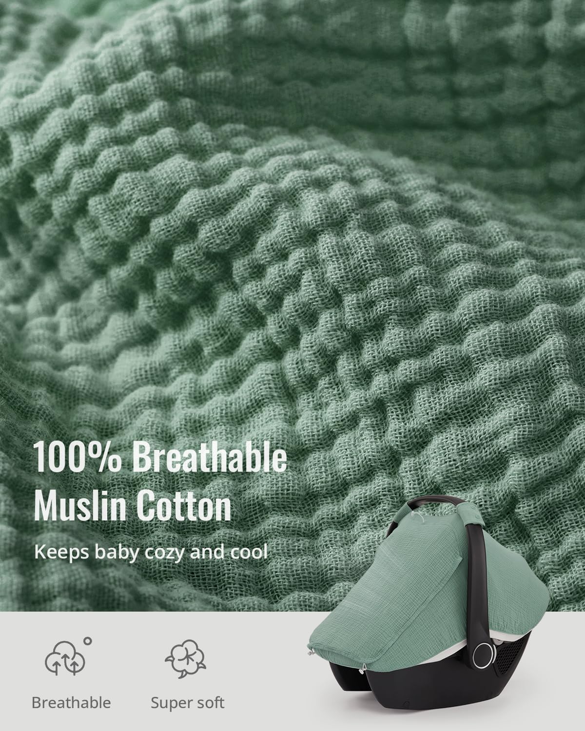 Roman Green Baby Car Seat Cover with Mesh Window - photo 2
